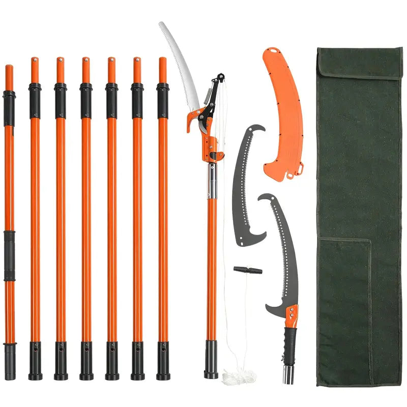 VEVOR Manual Pole Saw, 7.3-27 ft Extendable Tree Pruner with Durable Carbon Steel Blade