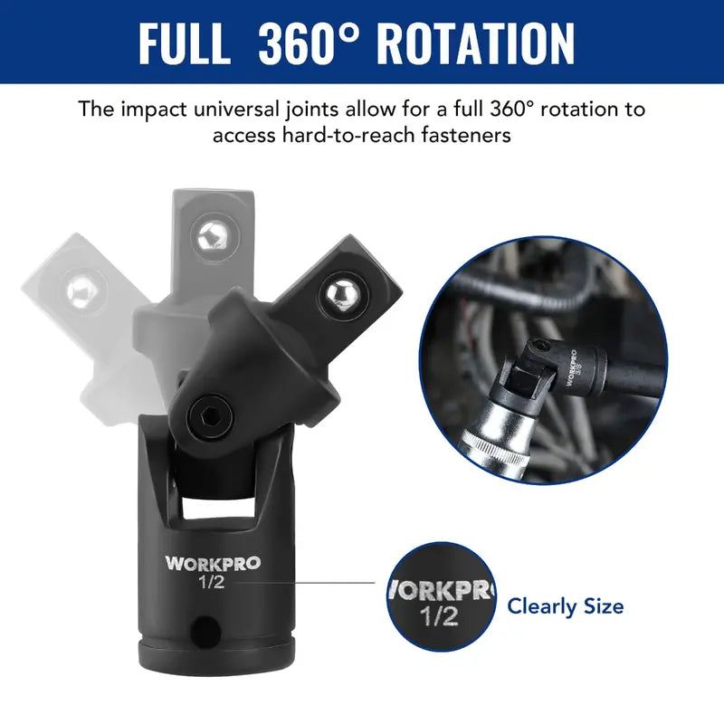 WORKPRO 18-Piece Drive Tool Accessory Collection – Universal Bits, Adapters & Extensions