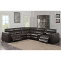 Leather Power-Reclining Sectional Sofa with USB Charging Ports and Built-in Outlets – 4-Seat Configuration