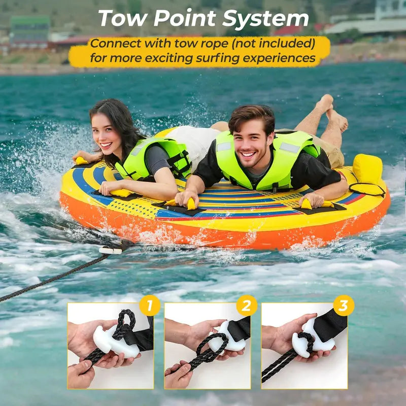 Youth- and Adult-Friendly Towable Water Tube – 1–2 Person Inflatable for Boating and Lake Recreation