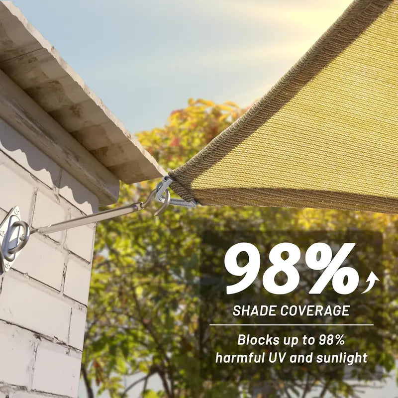 ShadeMart 12′ x 16′ Beige Pro Ring Shade Sail: 260 GSM Commercial-Grade UV-Blocking Fabric with Reinforced Corners, UPF 50+ Rating, and 5-Year Warranty