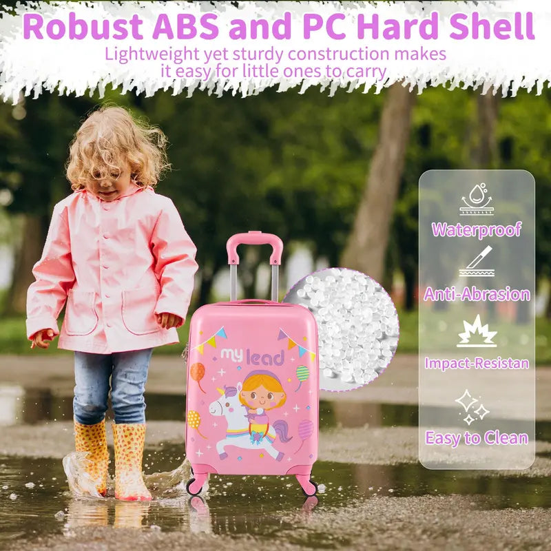 Kids' Spinner Luggage Set – 2-Piece Pink Travel Suitcase Combo for Boys & Girls
