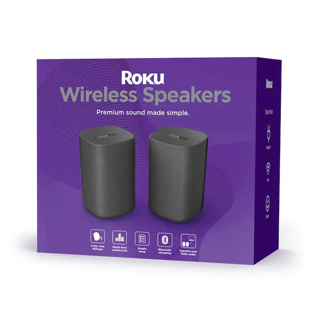Roku Wireless Smart Speakers – 2-Pack, 80-Watt Indoor Portable Audio System