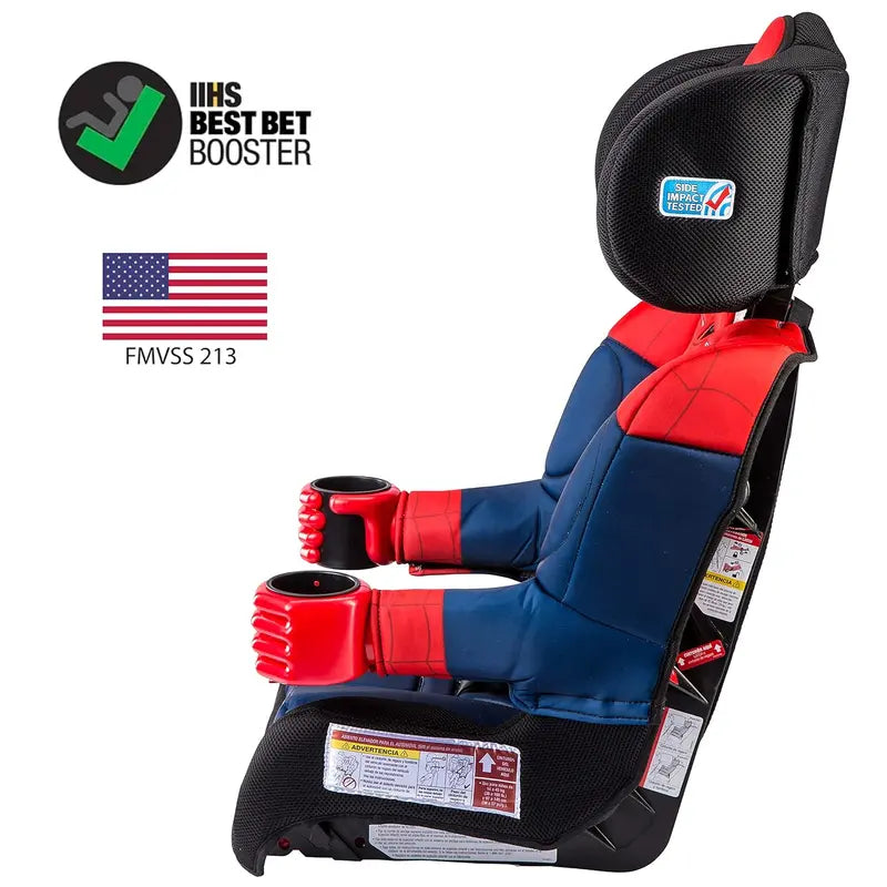 KidsEmbrace Marvel Spider-Man 2-in-1 Booster Car Seat, 5-Point LATCH Harness, 22-100 lbs, Adjustable Headrest, Cup Holders