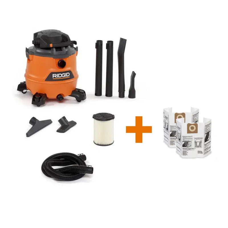 RIDGID 16 Gallon 6.5 Peak HP NXT Wet/Dry Shop Vacuum with Detachable Blower, Filter, Dust Bags, Locking Hose and Accessories HD1600B