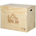 HOMCOM Box Jump Pliometrie 3-in-1 Gerät Muskelaufbau Fitness & Crossfit Plyobox für Box Training 51/61/76 cm aus Holz