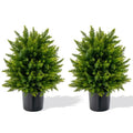 Set of Two 21.5-Inch Faux Potted Shrubs – Realistic Artificial Indoor/Outdoor Plants