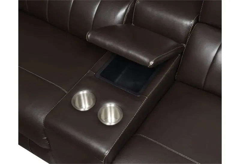 Leather Power-Reclining Sectional Sofa with USB Charging Ports and Built-in Outlets – 4-Seat Configuration