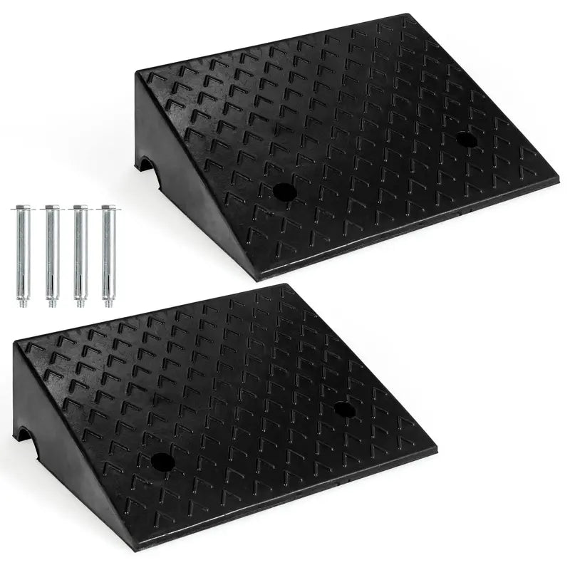 Rubber Curb Ramp Kit – 5-Inch High × 19-Inch Wide Threshold Ramps for Driveways, Sidewalks, and Motorcycles