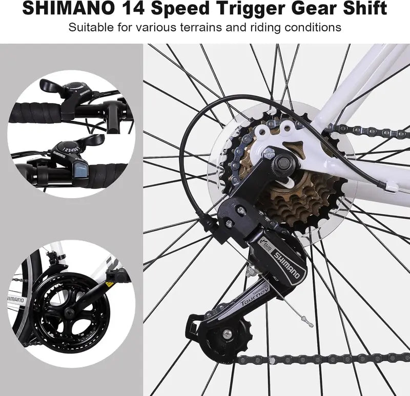 WEIZE 700C Road Commuter Bike – 14-Speed Shimano Drop-Bar Hybrid with Caliper Brakes & High-Carbon Steel Frame