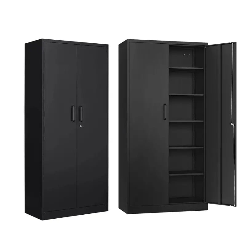 SISESOL 71″ Tall Metal Garage Cabinet – Two-Door Storage Unit with Adjustable Shelves