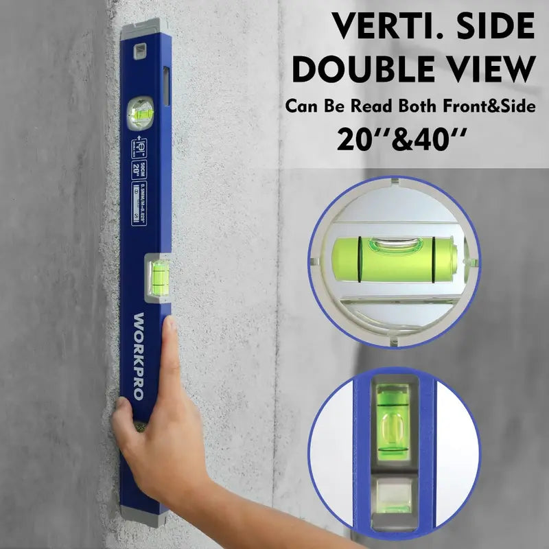 WORKPRO Triple-Length Spirit Level Set – 12″, 20″, and 40″ Aluminum Levels