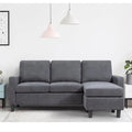 Walsunny L-Shaped Convertible Sectional Sofa – Linen Upholstery, Reversible Ottoman, Space-Saving Design