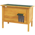 PawHut Katzenhaus Nische für draußen aus erhöhtem Holz mit klappbarem Dach isoliert 85 x 50 x 68,5 cm naturgrün