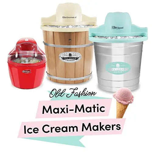 Vintage-Style 6-Quart Electric Ice Cream Maker with Wooden Bucket Design