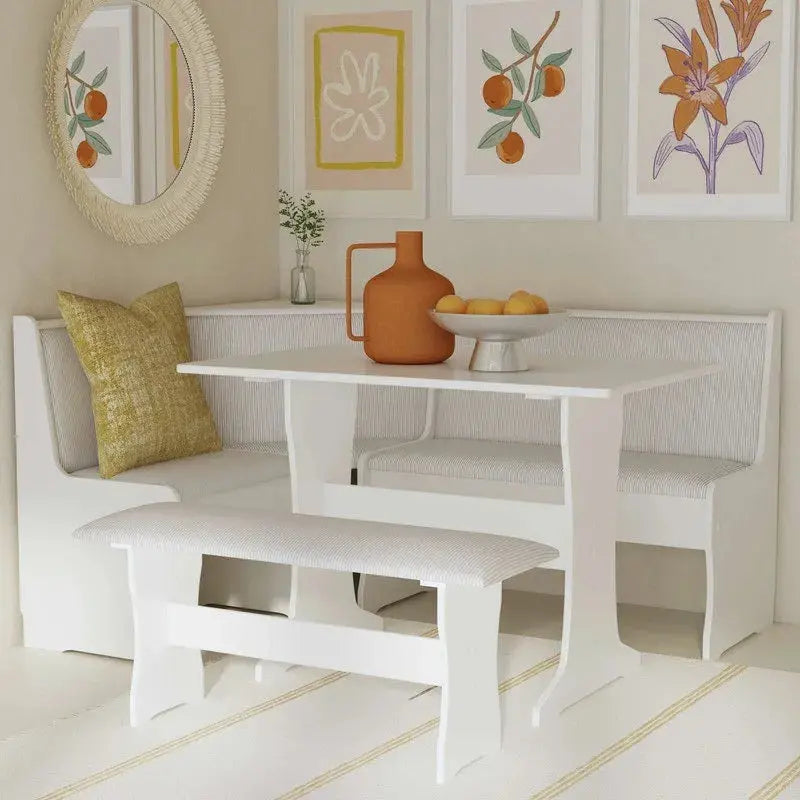 Sedley Farmhouse-Style Nook Dining Set – Compact Dining Ensemble with Integrated Storage Solutions
