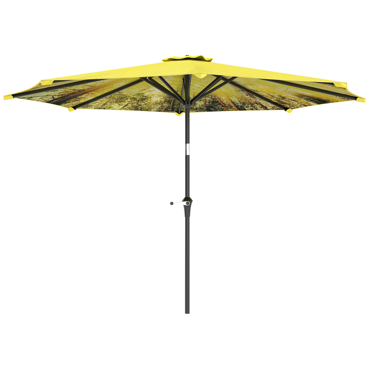 Outsunny Sonnenschirm Ø300 cm, Sonnenschirm mit Handkurbel, achteckig Balkonschirm Gelb