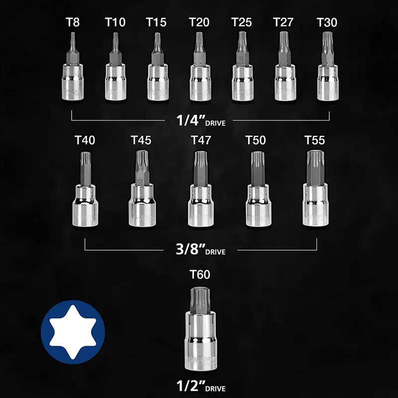 WORKPRO Torx Bit Socket Set – 13-Piece Hand-Use Only Precision Driver Kit