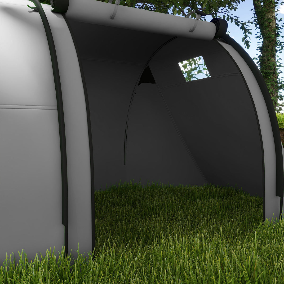 Outsunny Campingzelt für 3-4 Personen, mit 1 Schlafzimmer und 1 Wohnzimmer, wasserdicht, leicht zu transportieren mit Tasche inklusive