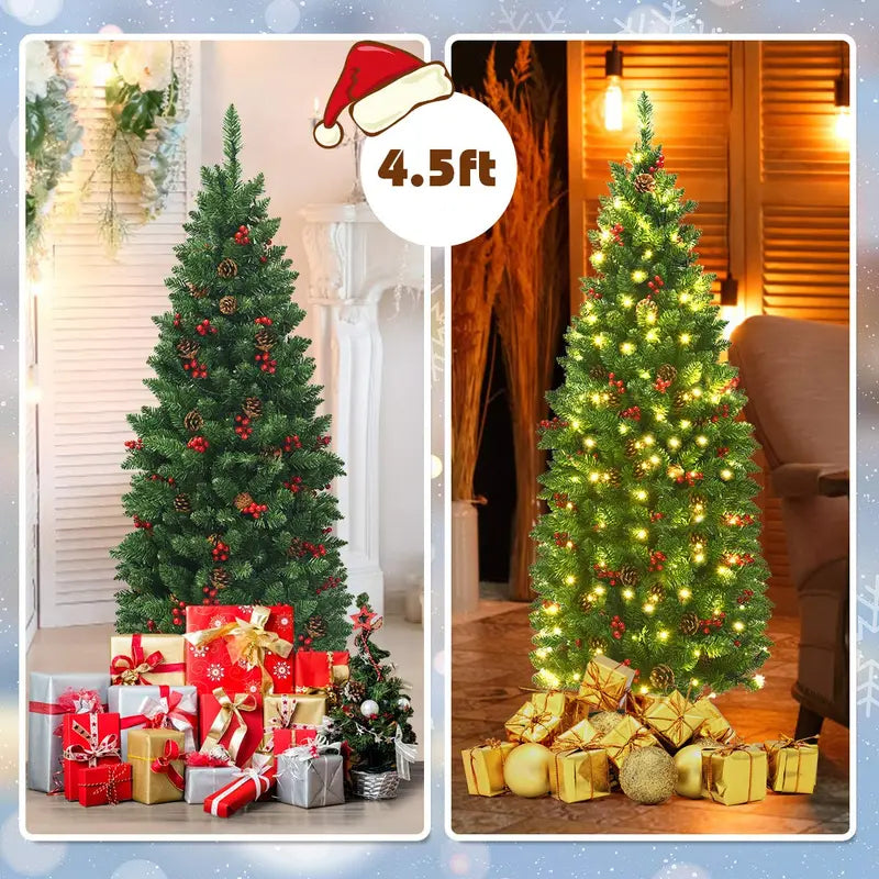 Slim Pre-Lit Pencil-Style Artificial Christmas Tree