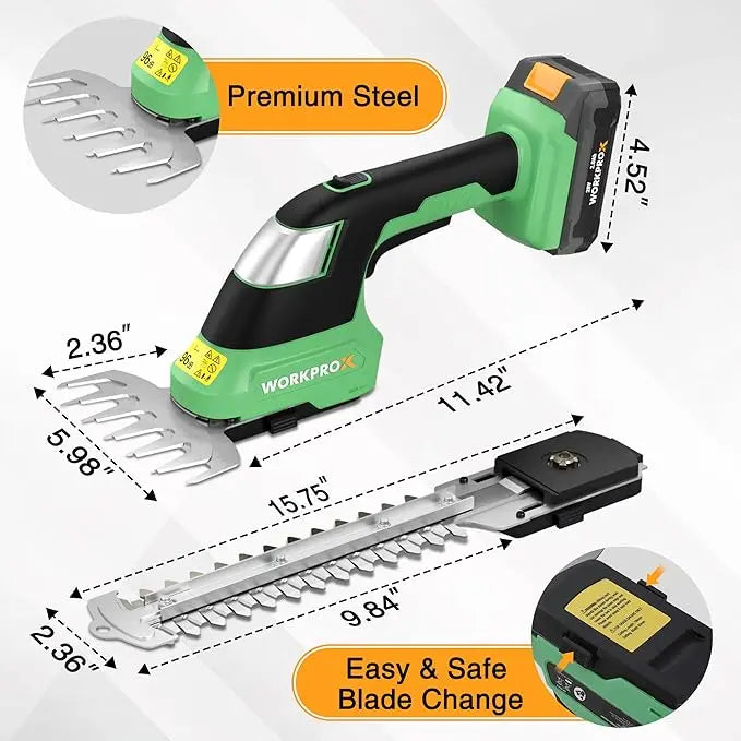 WORKPROX 20V 2-in-1 Cordless Grass Shear & Shrub Trimmer – Compact, Lightweight Landscape Tool