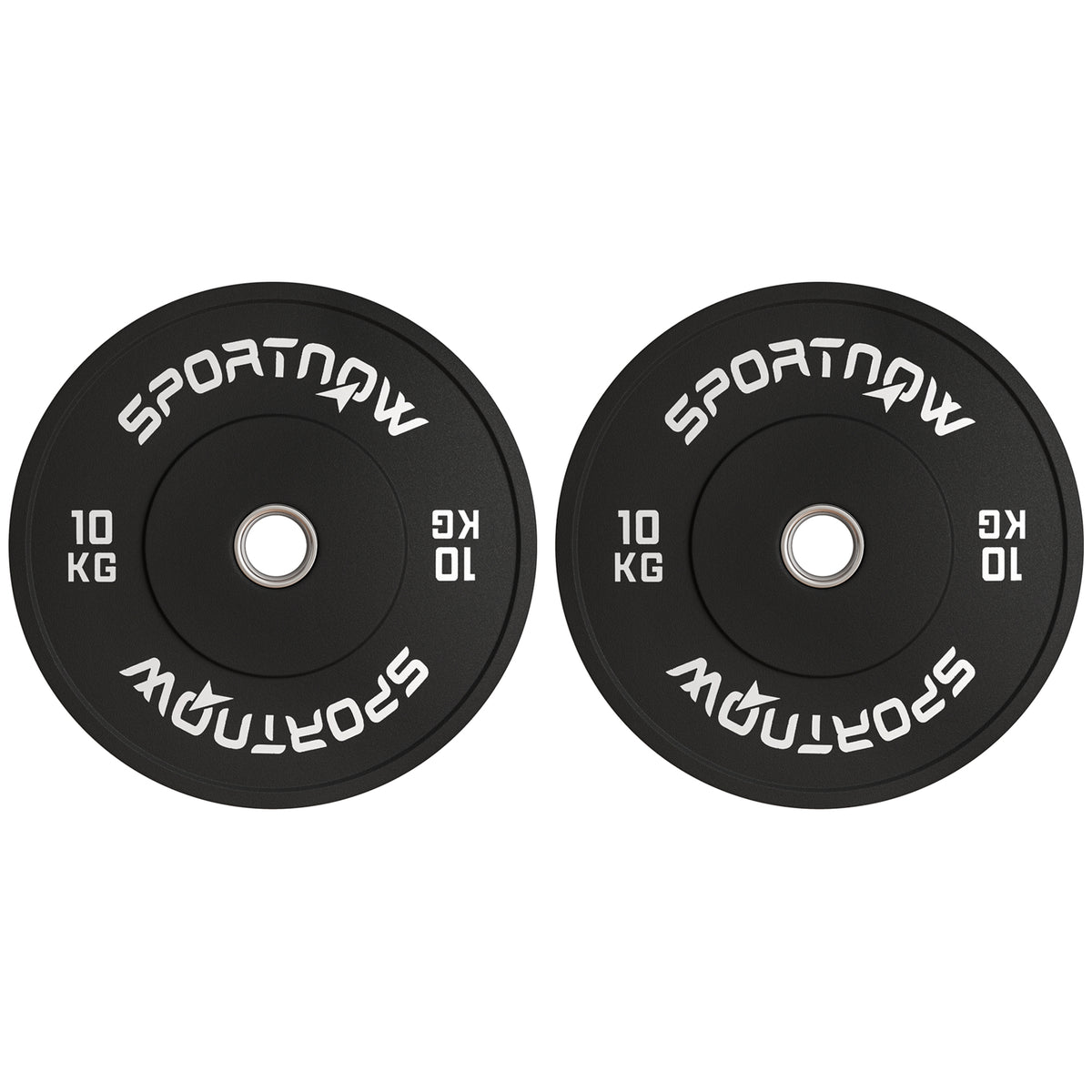 SPORTNOW Hantelscheiben-Set, 2 x 10 kg, olympischer Standard, Gummi, geräuscharm, Schwarz