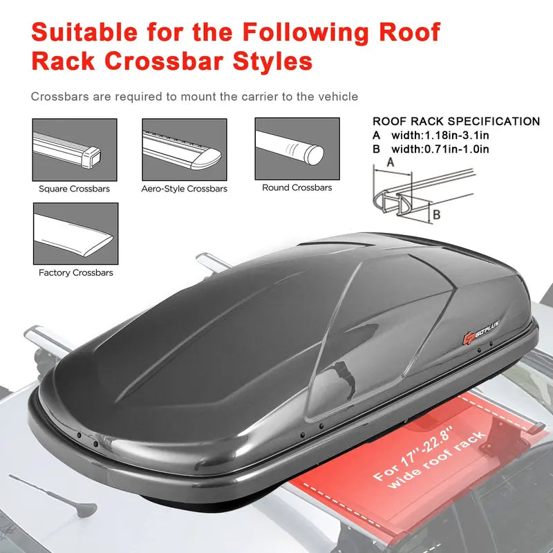 Waterproof Rooftop Cargo Box – Heavy-Duty Roof-Mounted Storage Carrier for SUVs and Cars