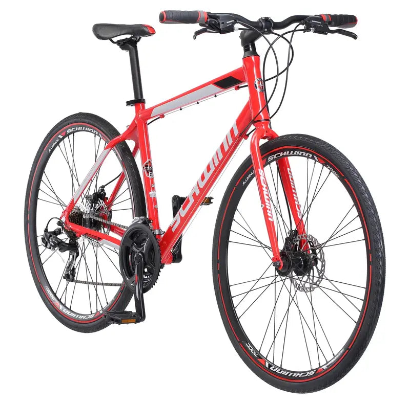 Schwinn Kempo Men's Hybrid Bike, 21-Speed, 700c Wheels, Aluminum Frame, Red
