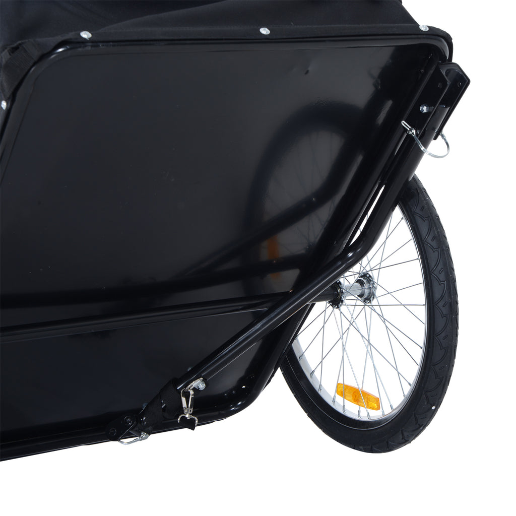 HOMCOM Fahrradanhänger Lastenanhänger Belastbarkeit max. 40 kg Transportanhänger Handwagen Lasten-Fahrradanhänger Weiß+Schwarz Stahl Oxford 140 x 77 x 65 cm