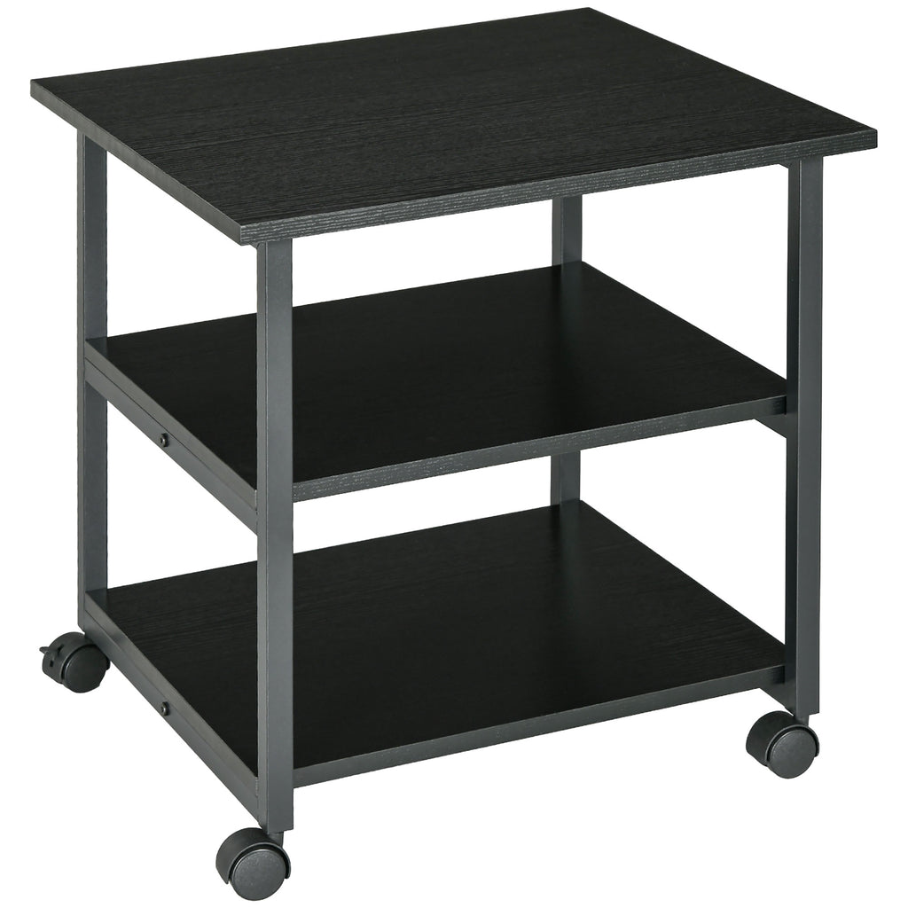 HOMCOM Druckerständer mit 3 Ebenen Ablagen, rollbar auf Rollen 50 x 50 x 52,5 cm