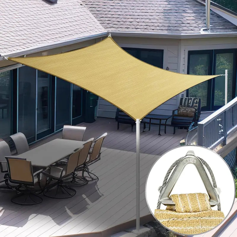 ShadeMart 12′ x 16′ Beige Pro Ring Shade Sail: 260 GSM Commercial-Grade UV-Blocking Fabric with Reinforced Corners, UPF 50+ Rating, and 5-Year Warranty