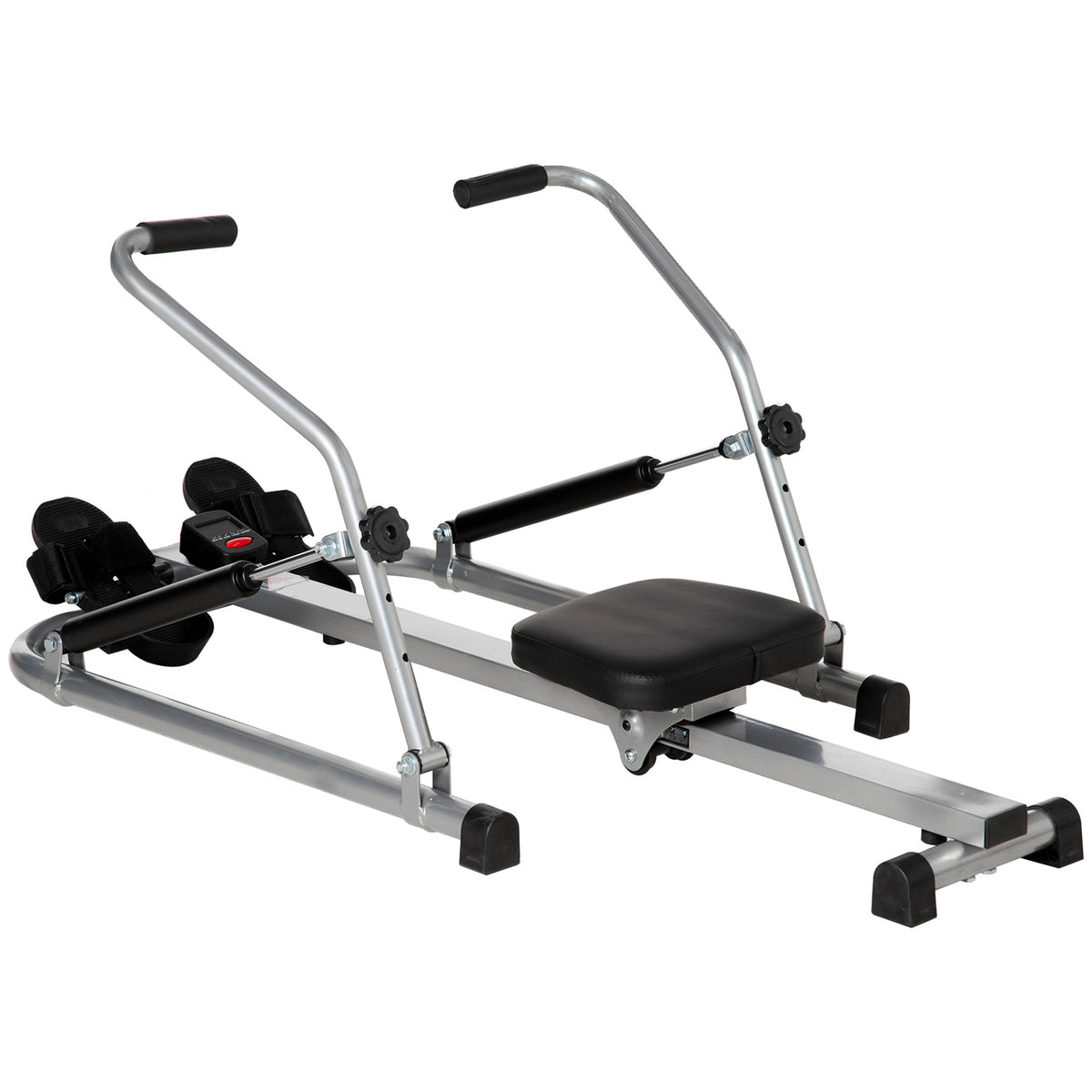 HOMCOM Klappbarer Heimruderer - 3 Widerstandsstufen, Multifunktions-LCD-Display - Stahl, ABS Schwarz Grau