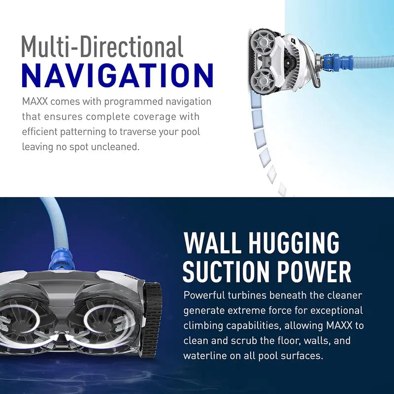 Smart Suction-Side Pool Cleaner — Halo Navigation Technology, Surface-Agnostic Cleaning, Low-Energy Operation