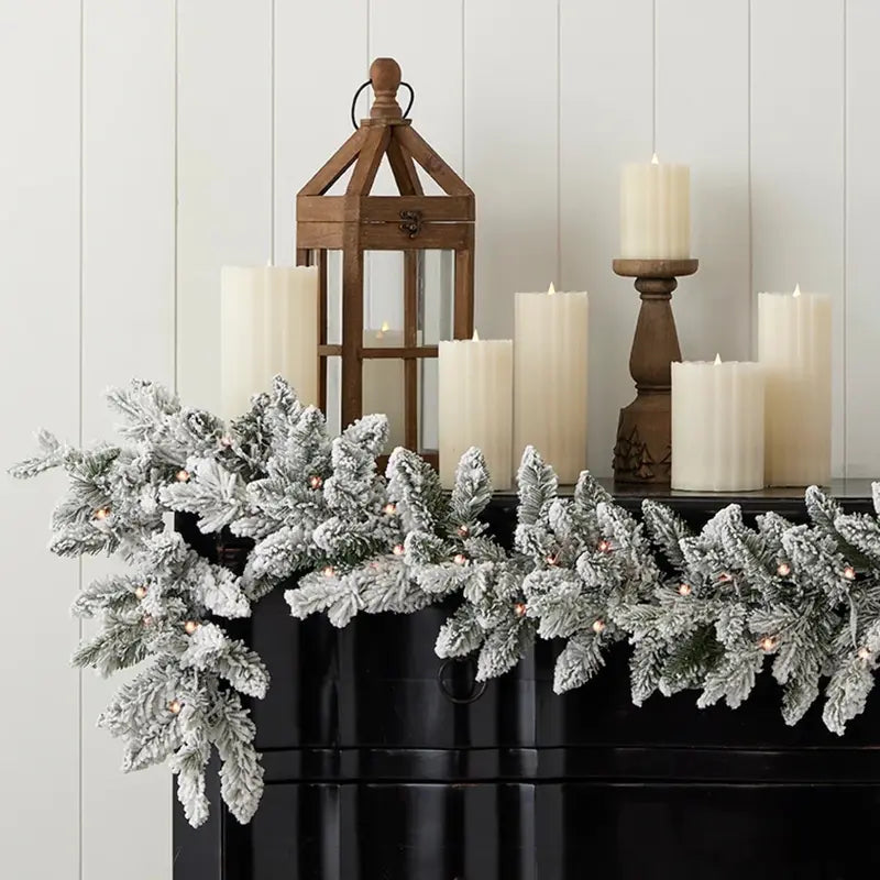 Seasonal LLC 6ft Flocked Pine Garland with RGBW LED Lights, Remote Control, Battery Operated, Indoor/Outdoor