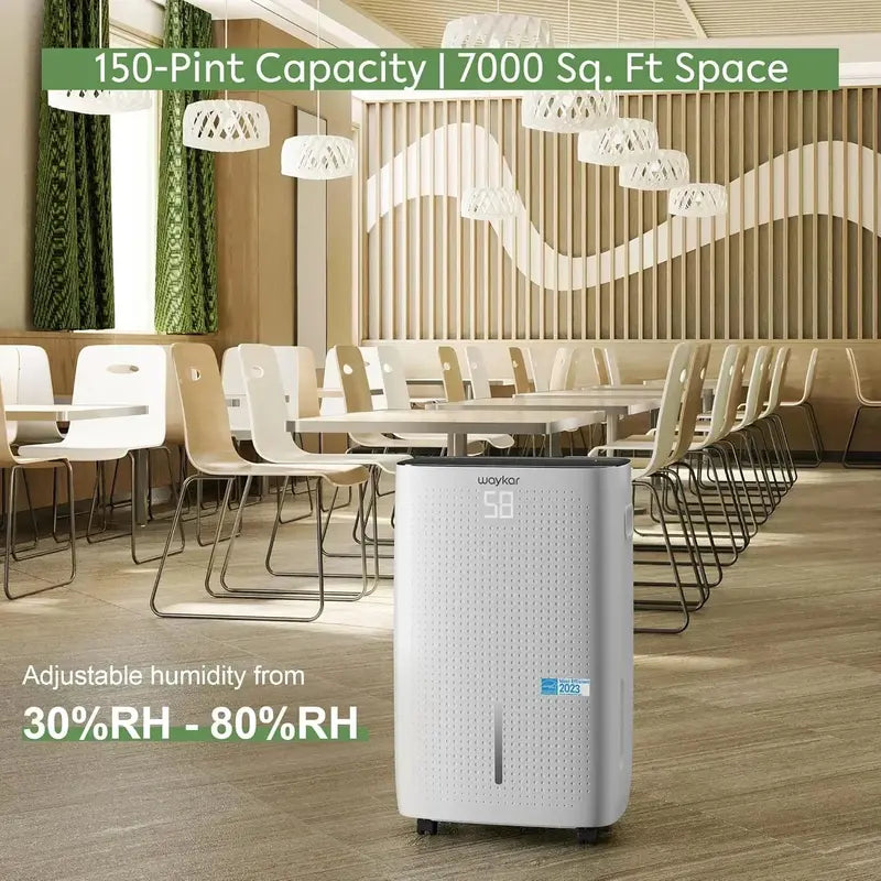 Waykar 2000 Sq Ft Home Dehumidifier Featuring Auto/Manual Drain Options