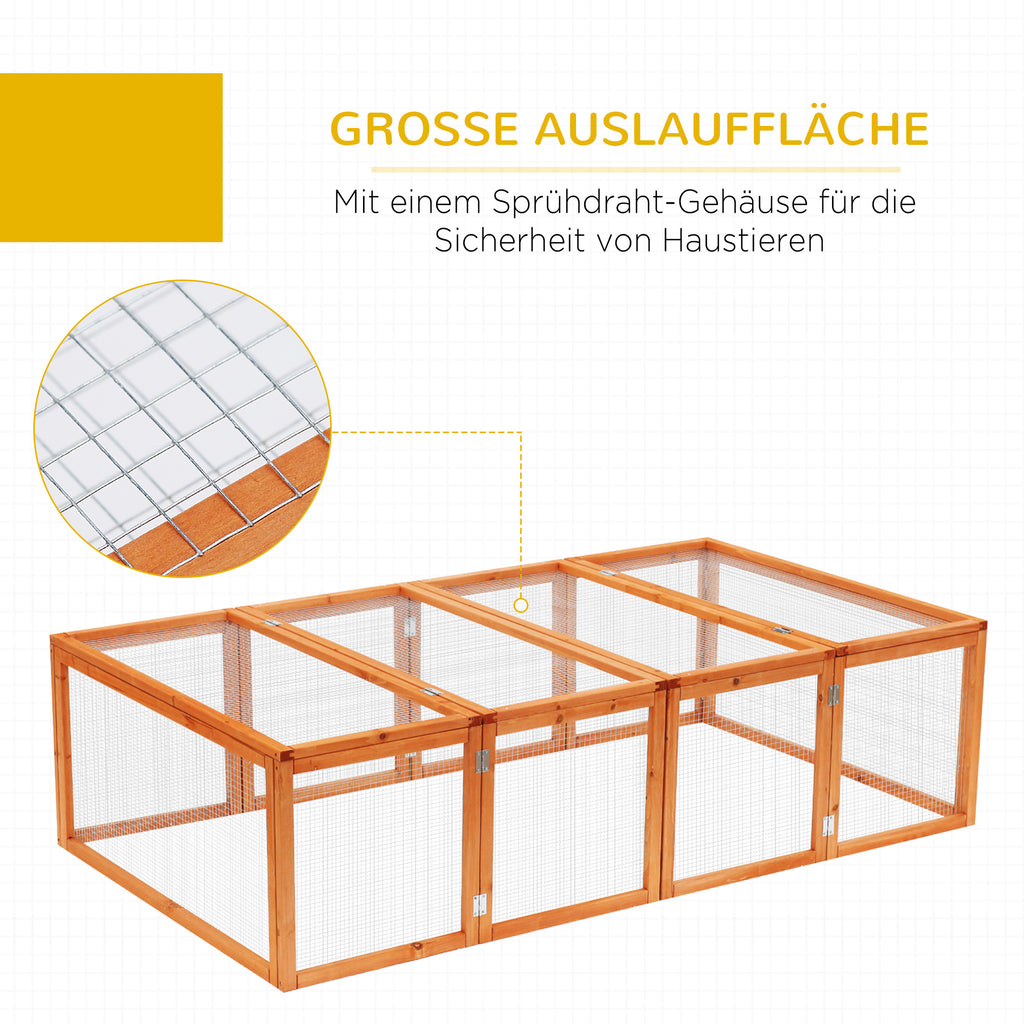 PawHut Kleintierstall Kleintiergehege, Freigehege Kleintierkäfig mit Tür, Meerschweinchenstall,  Freilaufgehege, Kleintierhaus aus Tannenholz, Natur 181 x 100 x 48 cm