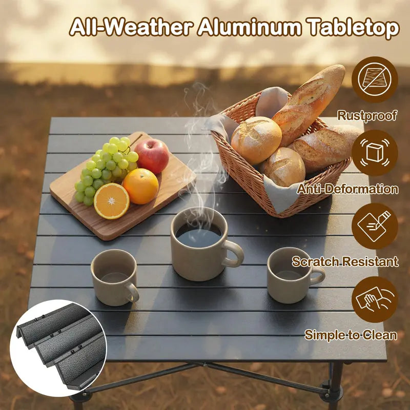 Snap-Together Portable Camping Table with Compact Fold Design and Included Carry Bag