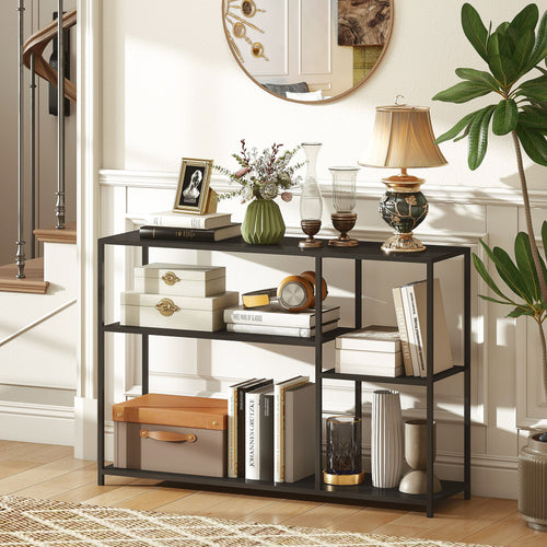 HOMCOM Konsolentisch, 4 Ebenen, Stahlrahmen, für Flur, Wohnzimmer, Schwarz