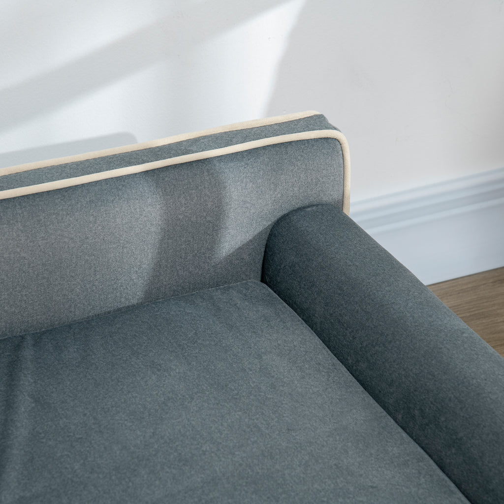 PawHut Skandinavisches Design-Sofa für Hund und Katze mit weichem abnehmbarem Kissen und massiven Holzbeinen 100 x 62 x 32 cm grau