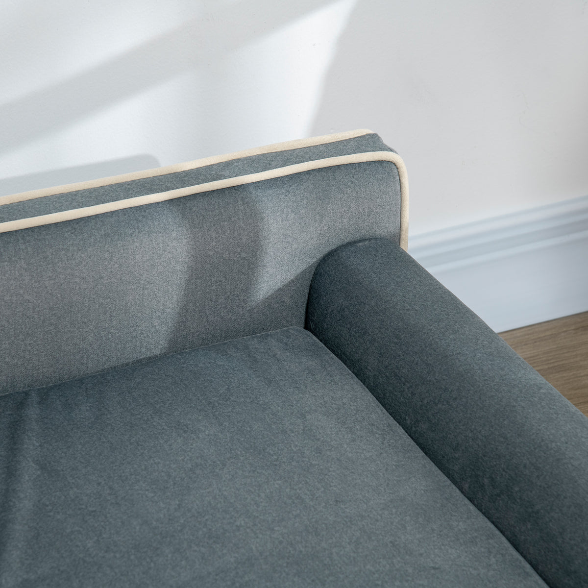 PawHut Skandinavisches Design-Sofa für Hund und Katze mit weichem abnehmbarem Kissen und massiven Holzbeinen 100 x 62 x 32 cm grau