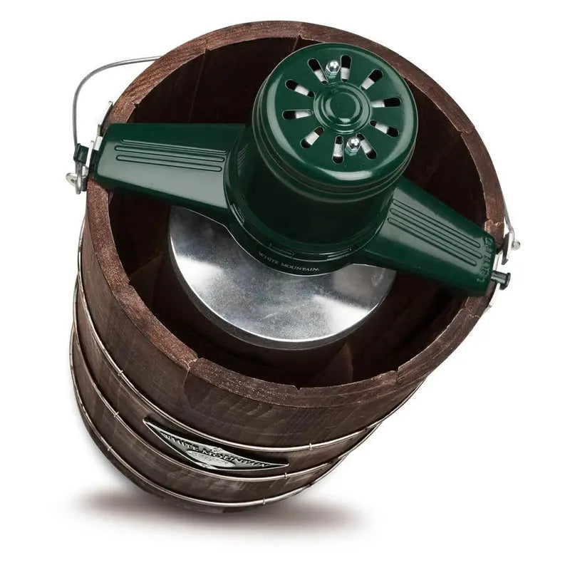 White Mountain Electric Ice Cream Maker – 6-Quart Green & Brown Retro Design