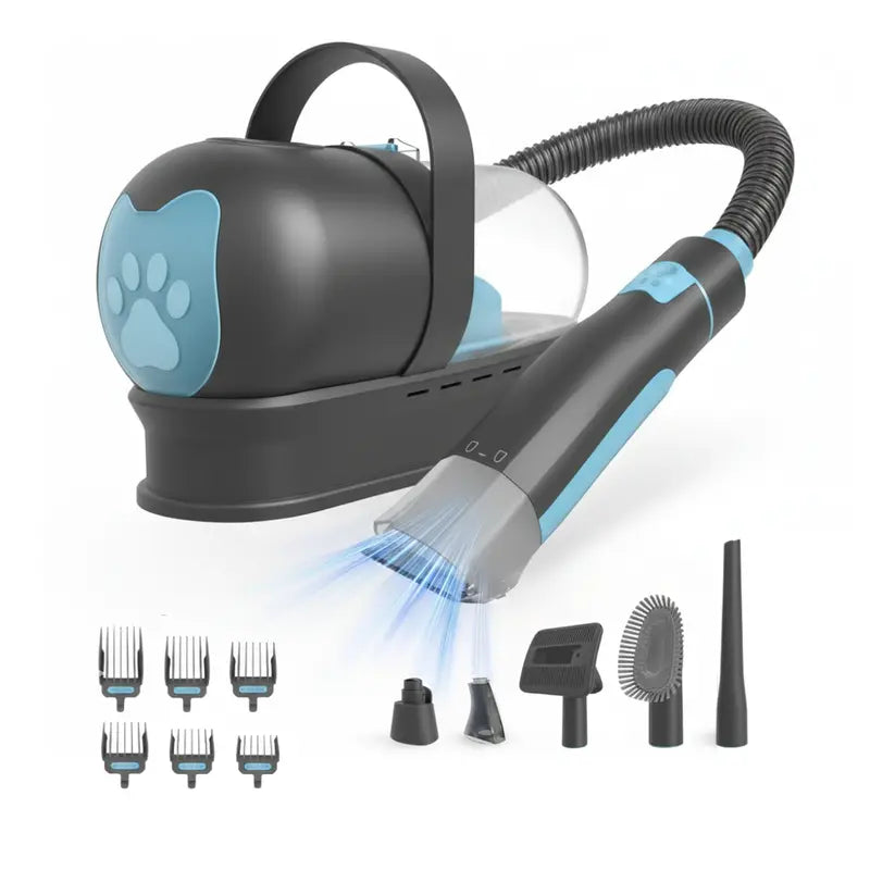 Vacuum-Integrated Pet Grooming System with Clipper, Grinder, and Accessories