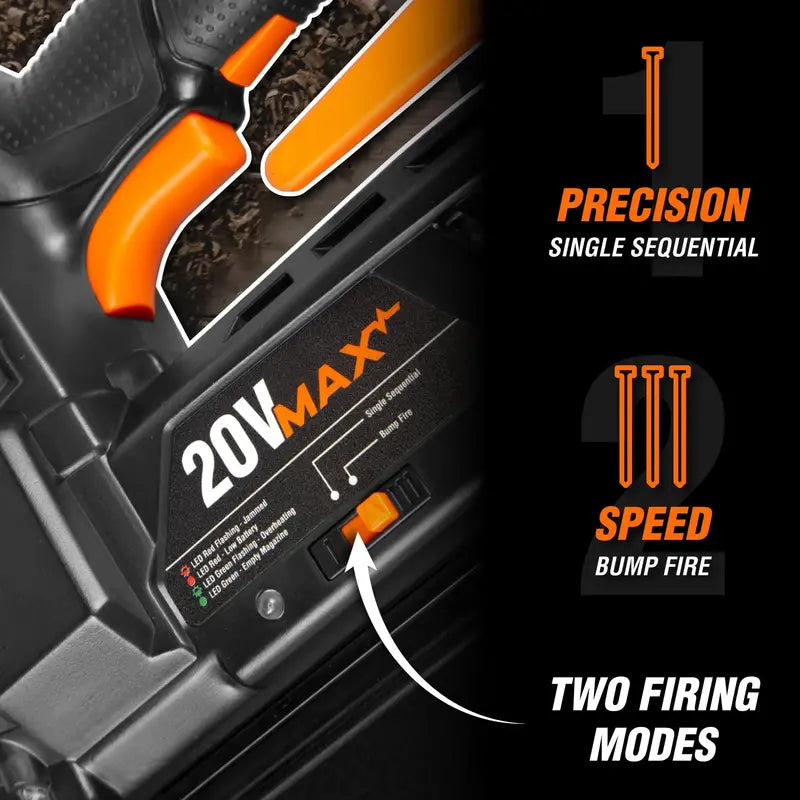 WEN 20V Max Cordless 18-Gauge Brad Nailer with 2.0Ah Battery & Charger, Dual LED Lights, 100 Nail Capacity