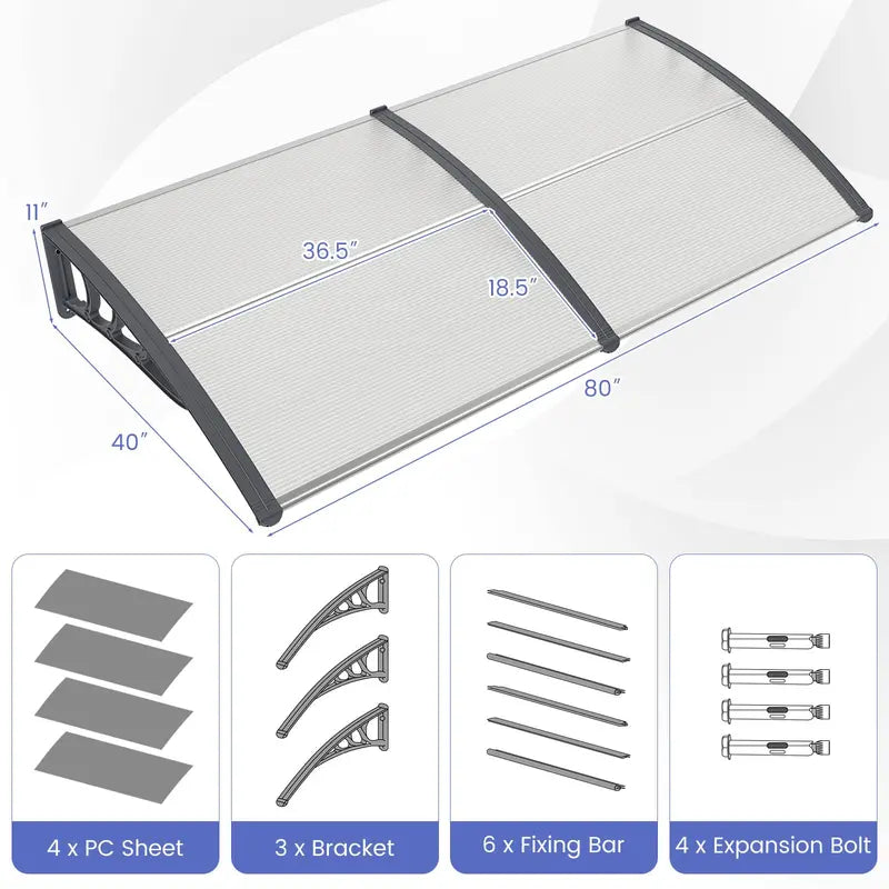 Weather-Resistant Door and Window Awning – UV, Rain, and Snow Protection for Residential Use