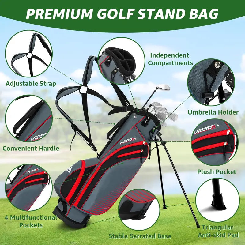 XDriveMax Men's Complete 8-Piece Golf Club Set – Driver, Irons, Putter, and Stand Bag Included