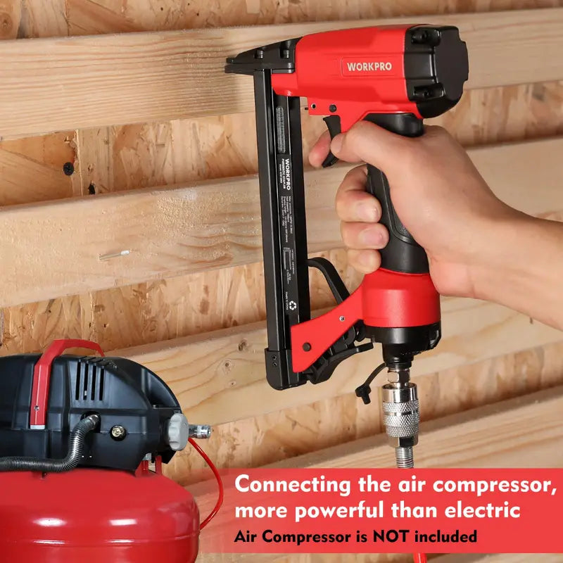 WORKPRO Pneumatic 21/22-Gauge Staple Gun for Upholstery – Includes Staples (1/4″–5/8″)