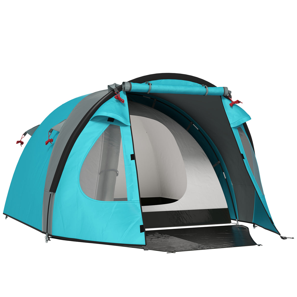 Outsunny Camping Zelt 2-4 Personen, familien Dome Zelt wasserdicht, mit Fenstern, Tasche, Tragetasche Himmelblau
