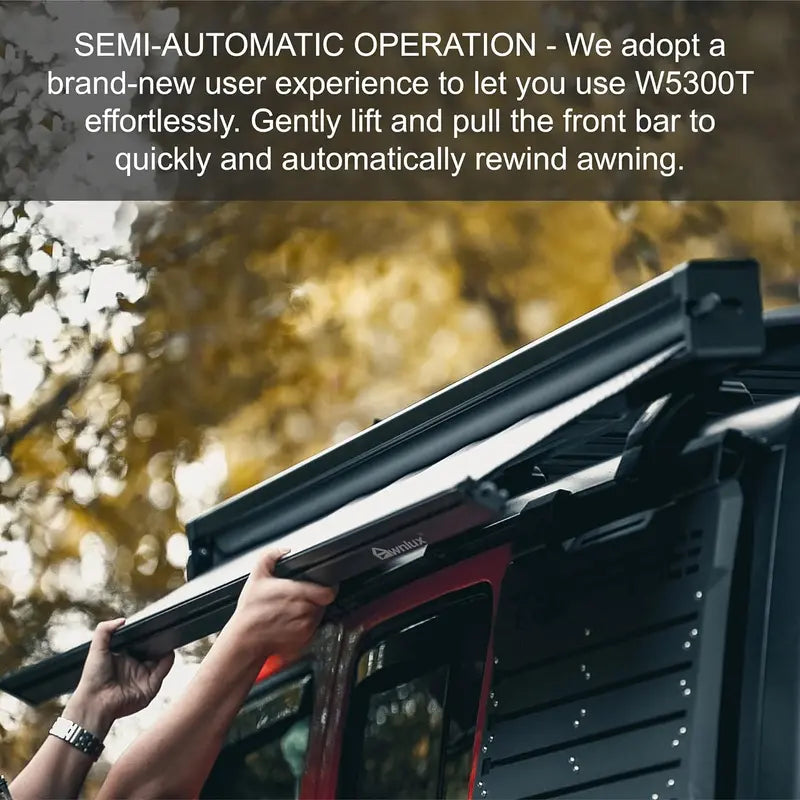 W5300T Semi-Automatic Retractable Patio Awning with Weather-Resistant Fabric
