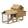 PawHut Zwerghühnerstall Zwerghühnerhaus mit Nistkasten Zwerghühnervoliere Auslauf Geflügelstall mit Rampe Tannenholz Natur 150,5 x 54 x 87 cm