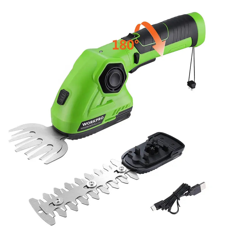 WORKPRO 7.2V Dual-Function Cordless Trimmer – Handheld Hedge Shear and Grass Trimmer in One